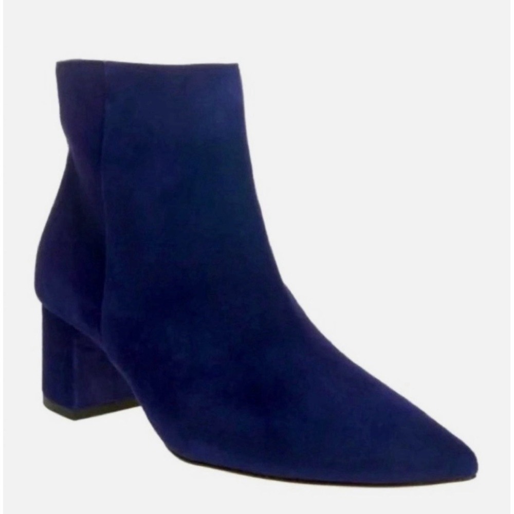 L'Agence Jeanne Pointed Toe Bootie Ankle Boot Suede Midnight Blue Size 40 US 9